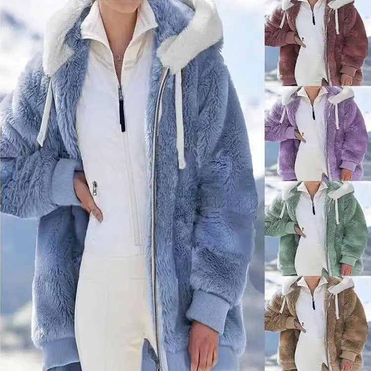 Toptan yeni moda sonbahar ve kış çift yüzlü kadın yün ceket kürk