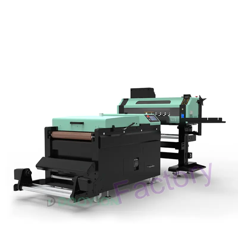 Impressora digital dtf de 24 polegadas, 60 cm, dupla cabeça de impressão i3200 i1600, filme pet de 60 cm, camiseta dtf com agitador de pó
