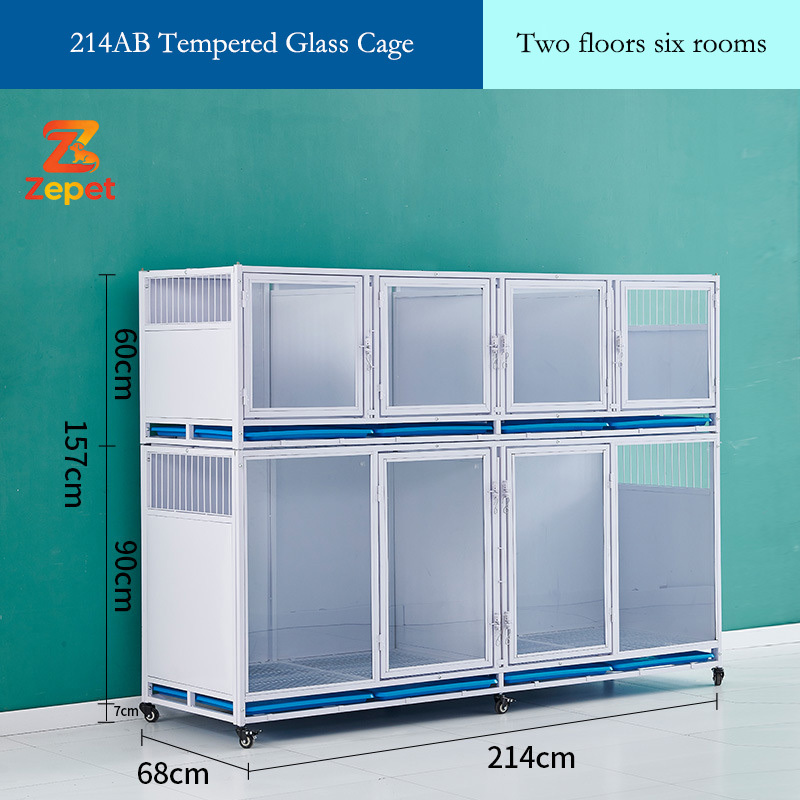 White tempered glass cage 214AB