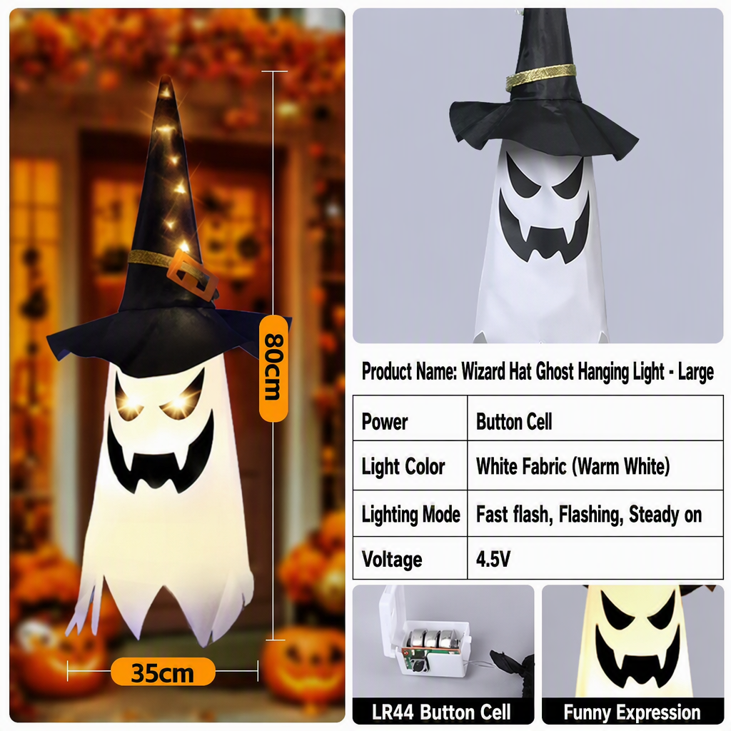 Chapeau de sorcier blanc chaud unique_80cm