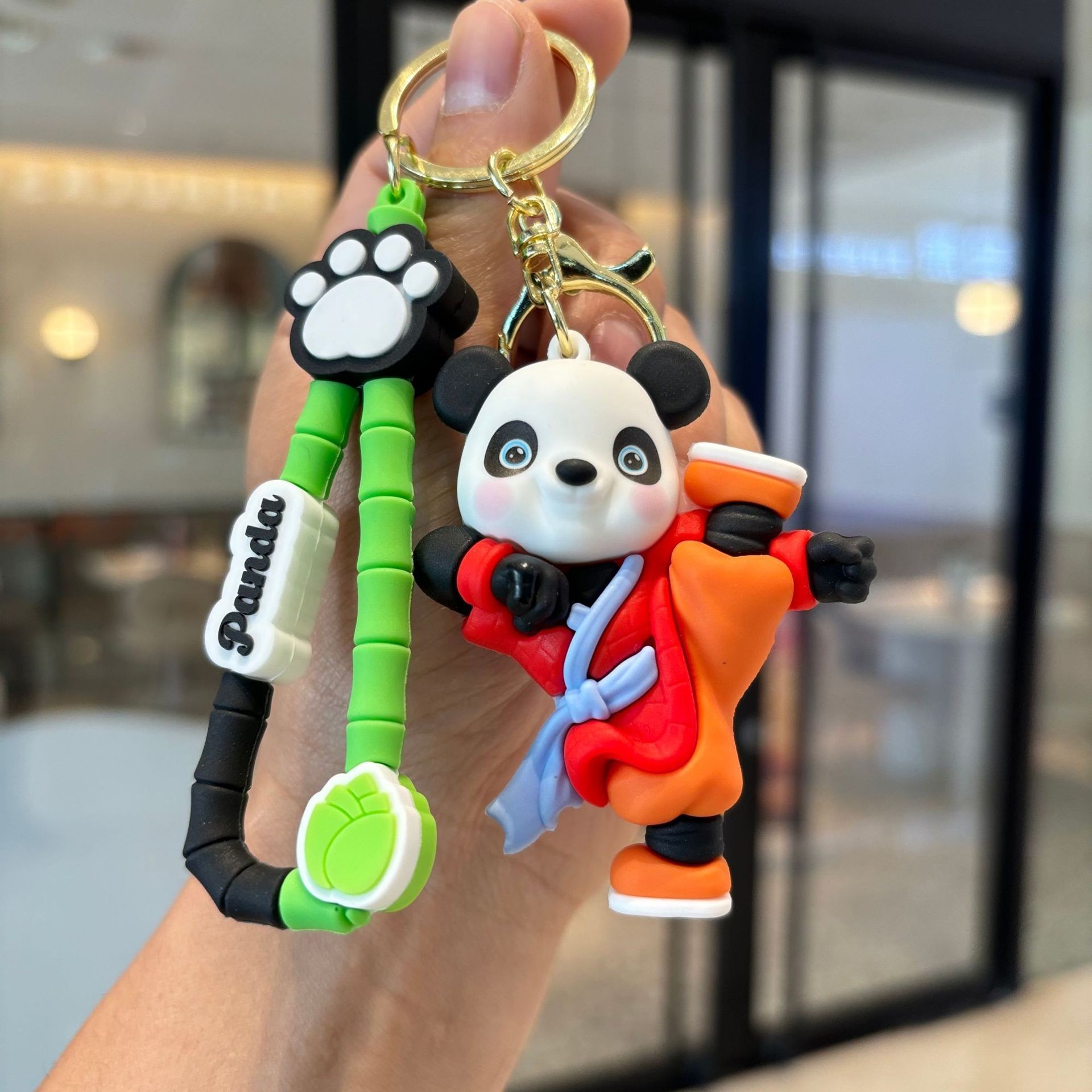 Panda keychain-high leg lift