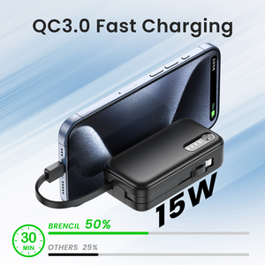 QC 3.0 Fast Charging 5000mAh Battery Charger with Built in 2 Cables <strong>Power</strong> <strong>Bank</strong> for Cell Phones - Product Image 2