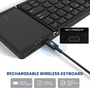 Teclado inalámbrico compacto con ratón táctil plegable Bluetooth teclado touchpad teclado inalámbrico teclado plegable - Product Image 5