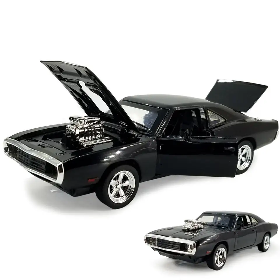 Metal Car Toy Collection 1:32 Escala Simulado Dodge Charger Diecast Modelo Do Carro Puxar Para Trás Liga de Carro com Som Luz Legal para o Presente