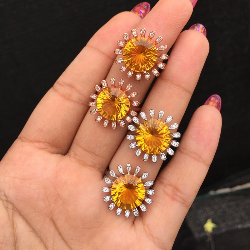 Anillo de topacio amarillo natural, estilo 3