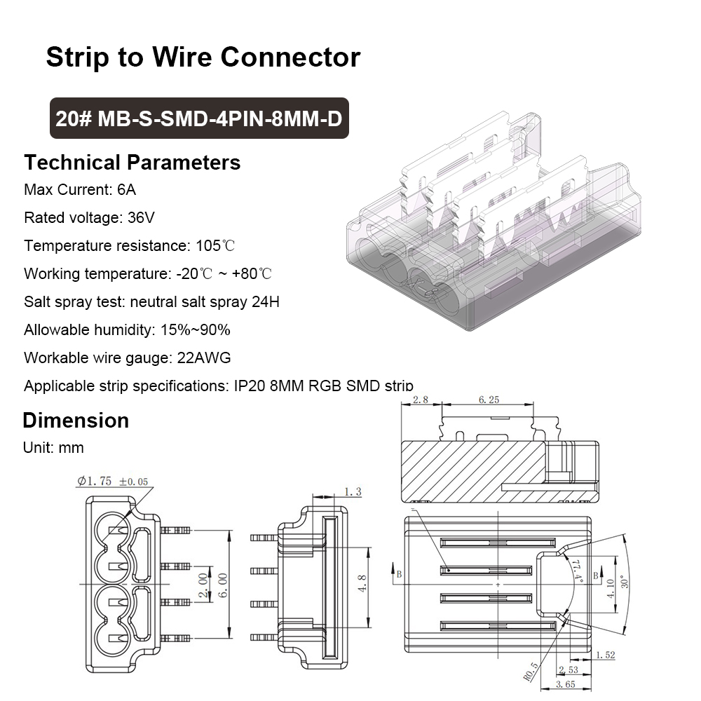 20# MB-S-SMD-4PIN-8MM-D