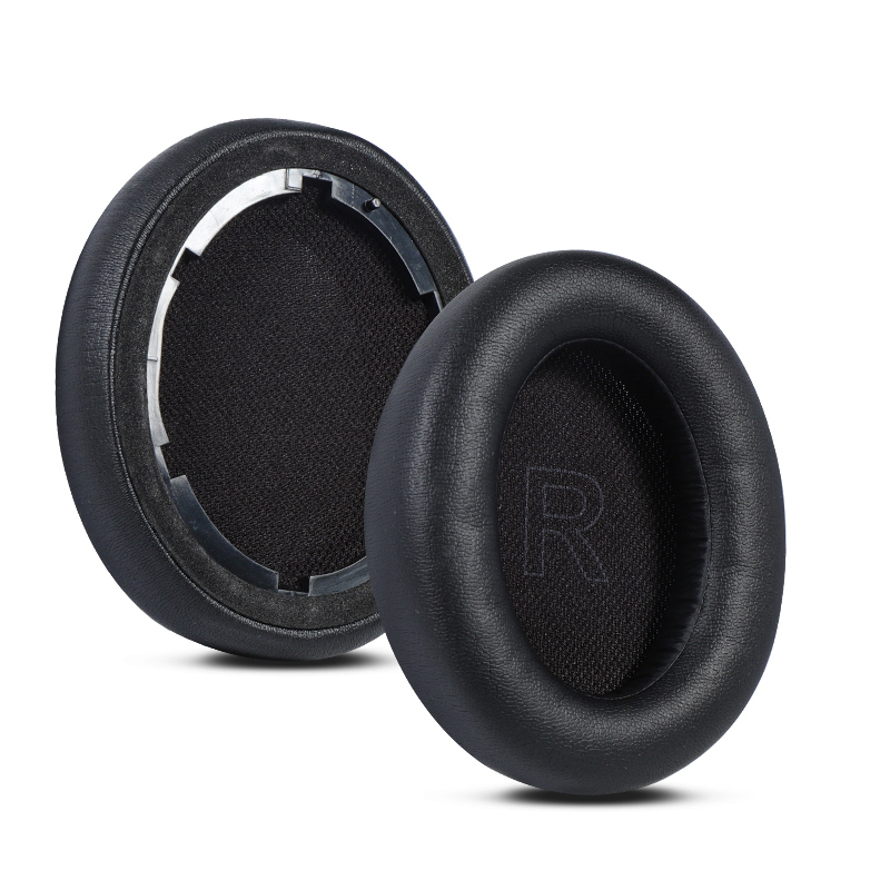 1 coussinet d'oreille en cuir protéiné noir avec scrim noir