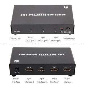 Interruptor HDMI de alta velocidad HDMI 1,4 V Splitter 3x1 3 en 1 salida Ultra HD con control remoto Cable infrarrojo Conmutador HDMI - Product Image 5