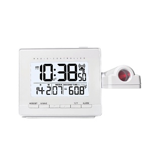 Reloj electrónico con pantalla digital de plástico controlado por radio para sala de estar con proyección de humedad y temperatura de visualización de tiempo - Product Image 5