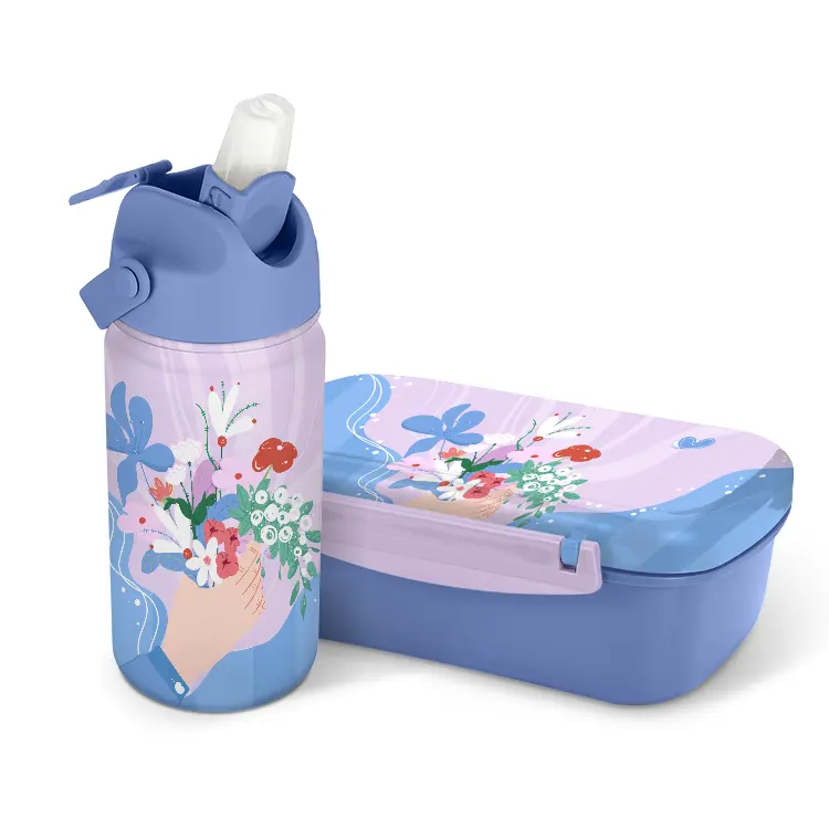 Everich conjuntos de garrafa de água, garrafa de água com caixa de almoço para crianças