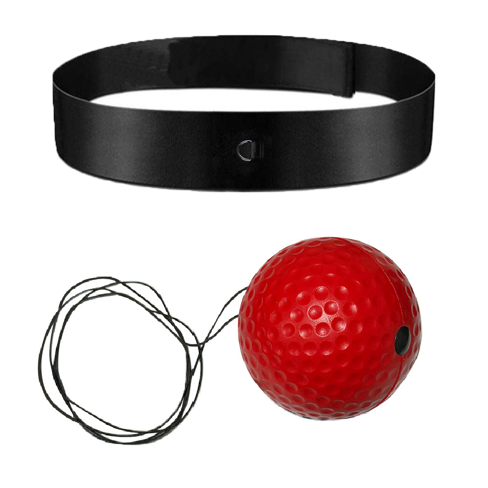 Bandeau tricoté + boule douce rouge + fil