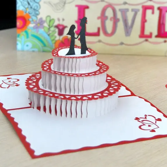 Handmade cake models pop up card wedding invitation
