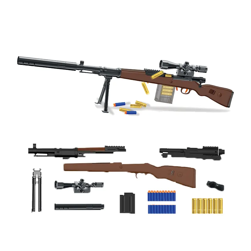 QS usine en plastique enfants jeu de tir coquille lancer pistolet manuel Blaster sécurité EVA balle souple 98K fusil de Sniper pistolet jouet