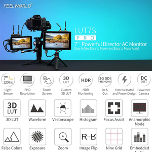 Para FEELWORLD LUT7S PRO 7 pulgadas 2200NITs 3D LUT pantalla táctil DSLR Cámara director de campo AC Monitor 4K Salida de entrada para cardán - Product Image 2