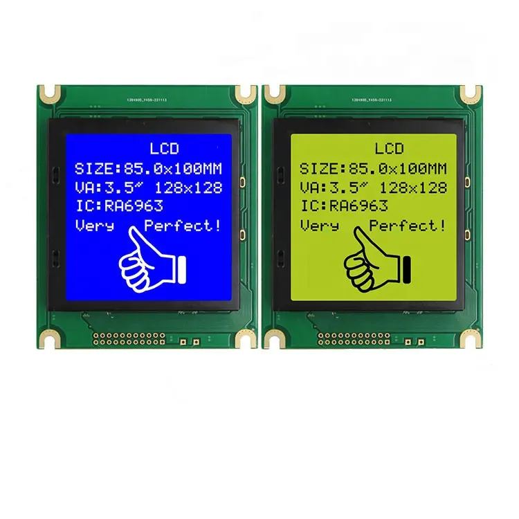 Pièces d'instruments personnalisées STN Jaune Vert Transflectif COB 128x128 écran de module lcd graphique 128128