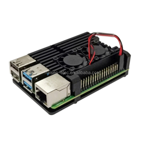 HAISEN <strong>Raspberry</strong> <strong>Pi</strong> 4 Aluminum <strong>Case</strong> with Dual Cooling Fan Metal Shell Black Enclosure for RPI 4 <strong>Model</strong> B - Product Image 3