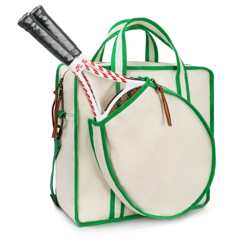Bolsa de tenis de lona de algodón de gran capacidad personalizada bolsa de fin de semana de playa deportes gimnasio bádminton bolsa de raqueta de tenis