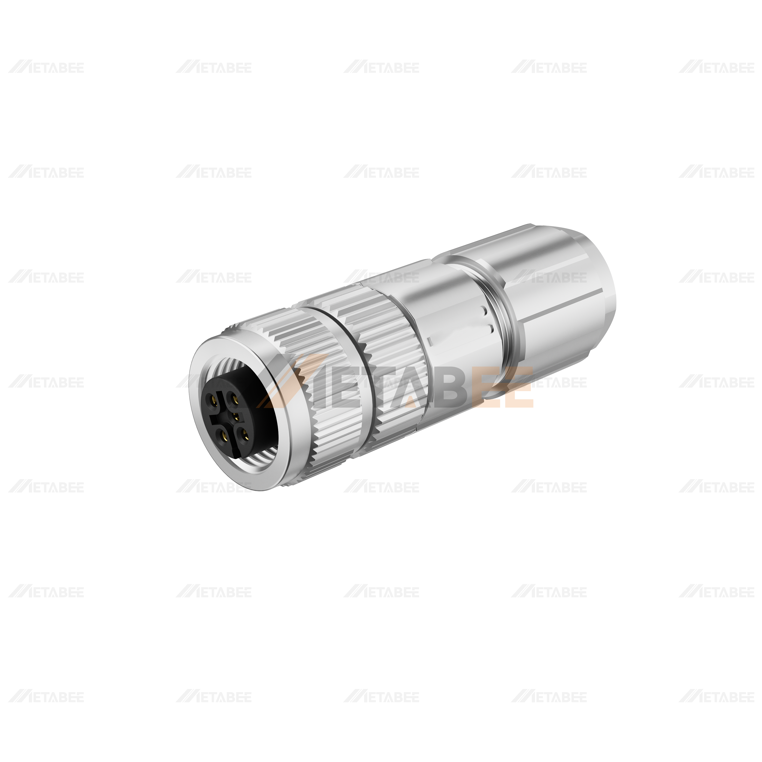 M12 Female Straight Metal Solder Field Connector