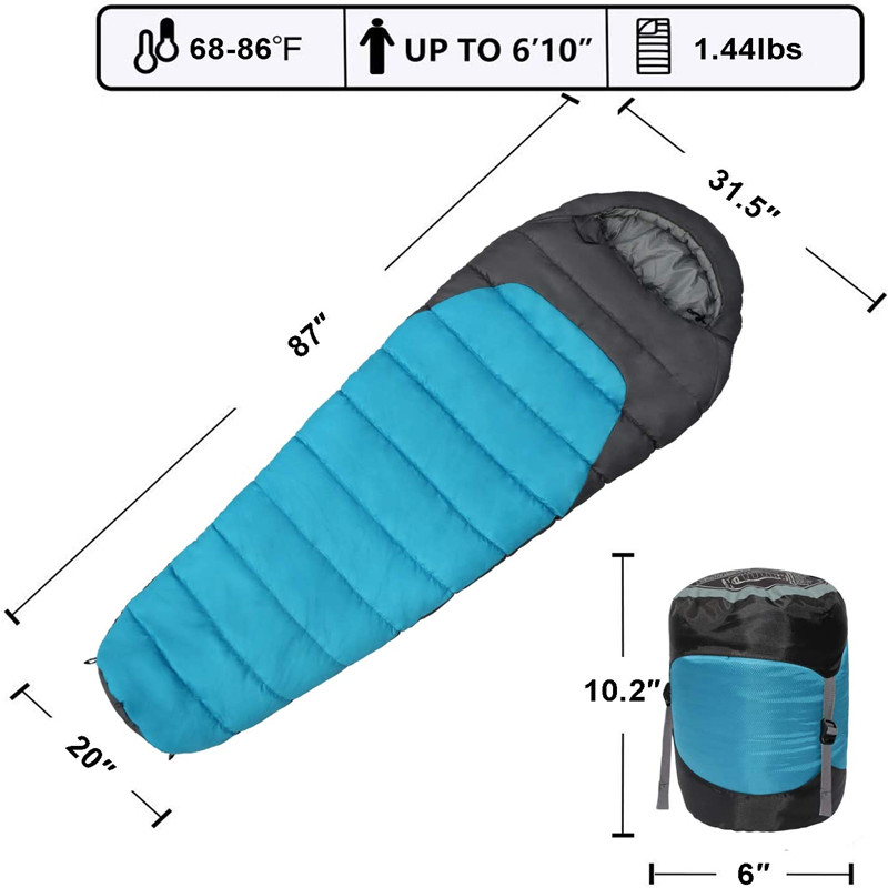 40D 240T Polyester Camping Sleeping Gear Comfort 3 Season Mummy Sleeping Bag 1