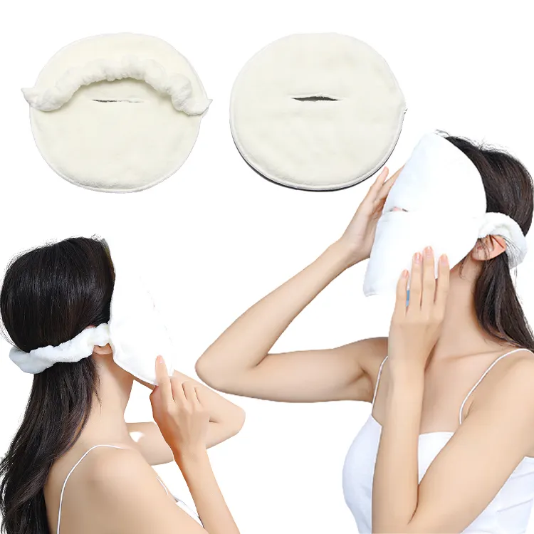 OEM Beauty terry Cloth facial hot-cold compress microfiber fabric spa with logo korea reusable face towel mask for home face