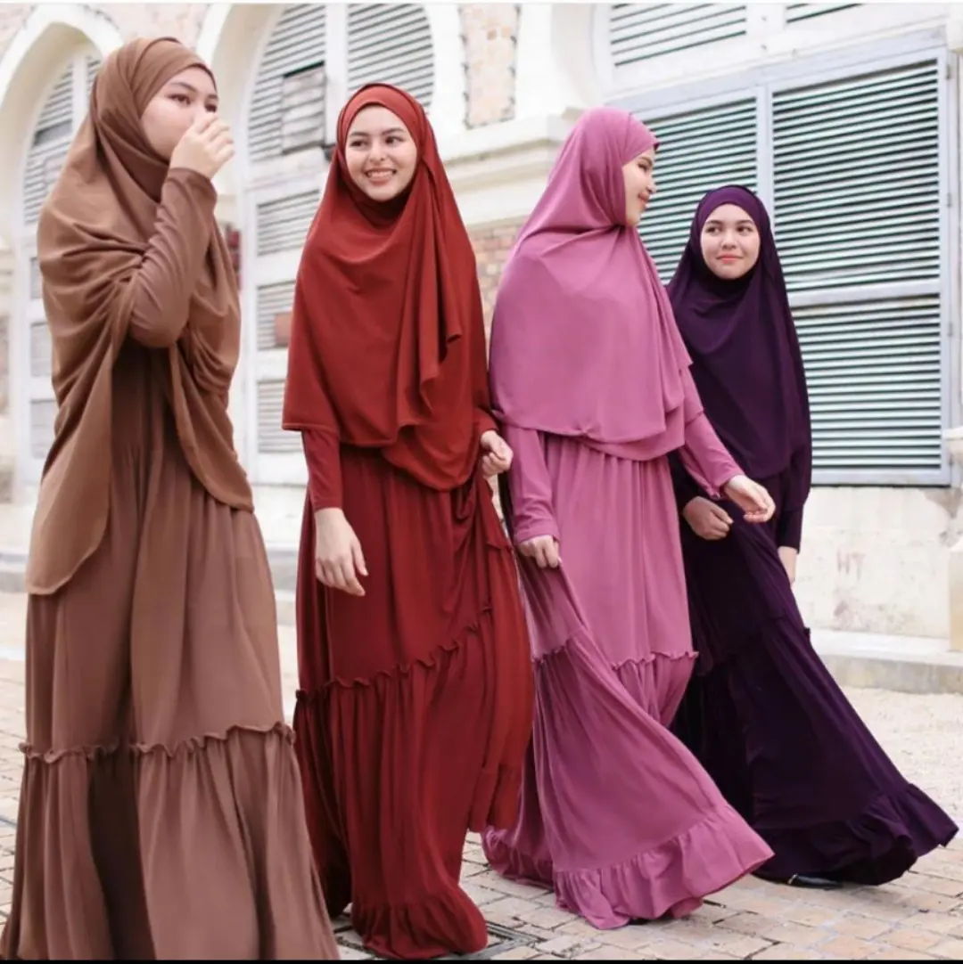 Bescheidene ethnische 2 Stück Jilbab Set Kleid mit Rock Abaya für muslimische Frauen Gebets kleid Dubai Hijab Abaya Jilbab Kleidung