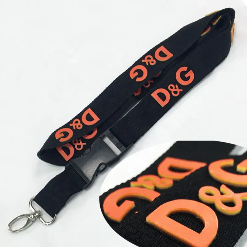 Kostenlose kunden spezifische Design heiß verkaufen 3D-Gummidruck dicke Polyester Lan yards Beste Qualität Sicherheit Karabiner 3D-Druck Lanyard