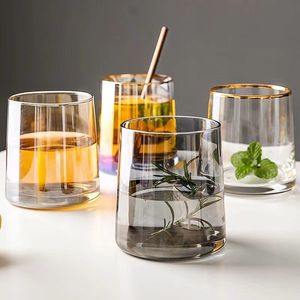 简约七彩水杯酒店民俗七彩饮料杯高美250毫升酒杯