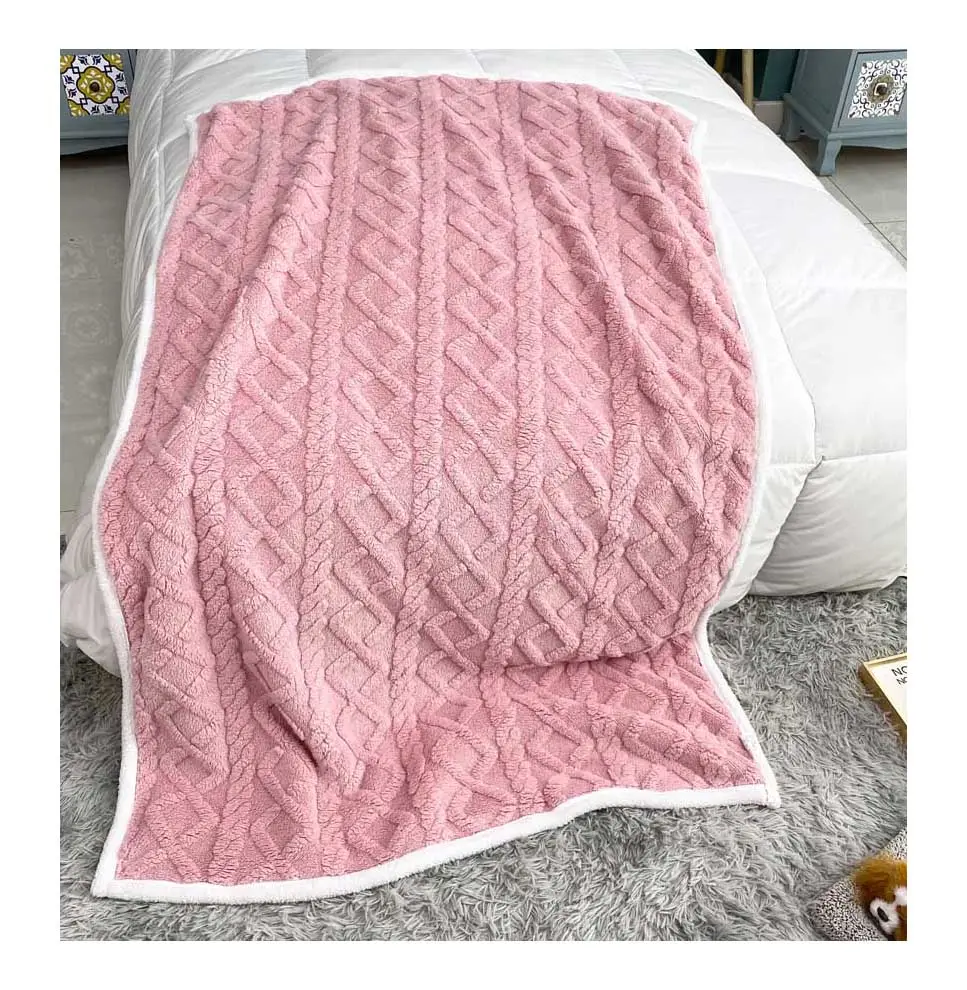 Felpa suave acogedora cama de lana gruesa cálida para invierno rosa 50x60 pulgadas doble capa tafu polar Sherpa Manta