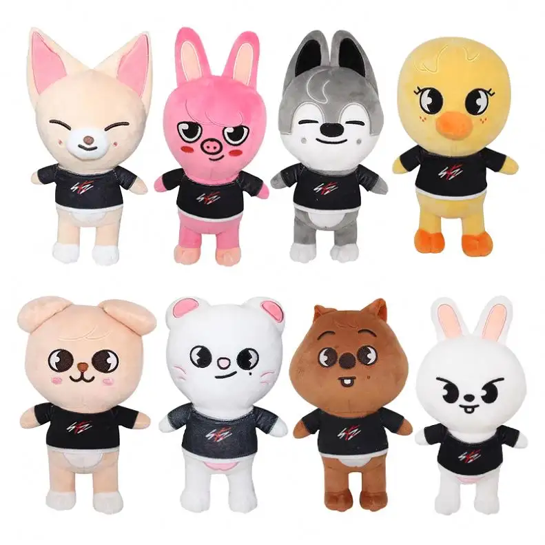 Produsen mainan mewah anak-anak Skzoo Stray Hood Oyuncak Custom Plushie grosir mainan anjing Kelinci Babi Stray Kids