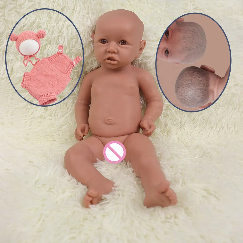 Muñeca Reborn de 17 pulgadas para niña africana, cuerpo completo de silicona, impermeable, cabeza de bebé recién nacido, pintura detallada con venas visibles