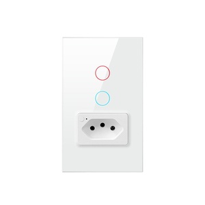 DELEFU Tuya WiFiスイッチ16A20Aソケット、ブラジル標準4X2ガラスパネルスマートライトスイッチAlexa Google Homeで動作 - Product Image 1