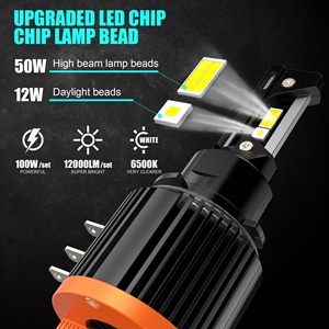 Sıcak satış anahtar modeli LED far 100W 12000LM araç aydınlatma sistemi, H15 LED farlar LED projektör H15 LED ampul ışık - Product Image 3