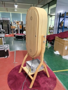 最新设计木镜照相馆高品质镜子魔术圆形自拍椭圆形活动发光二极管框架