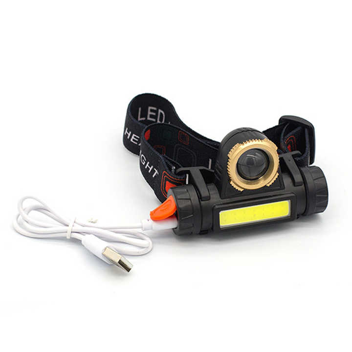 Portable USB Mining LED Headlamp With USB Rechargeable Headlamp Waterproof COB Head Torch Head Lamp