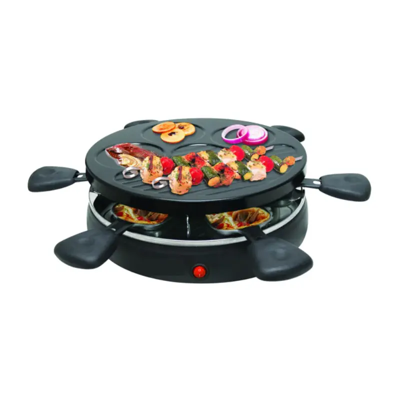 Parrilla removible de acero inoxidable para barbacoa, parrilla redonda para fiesta en casa, 6 personas