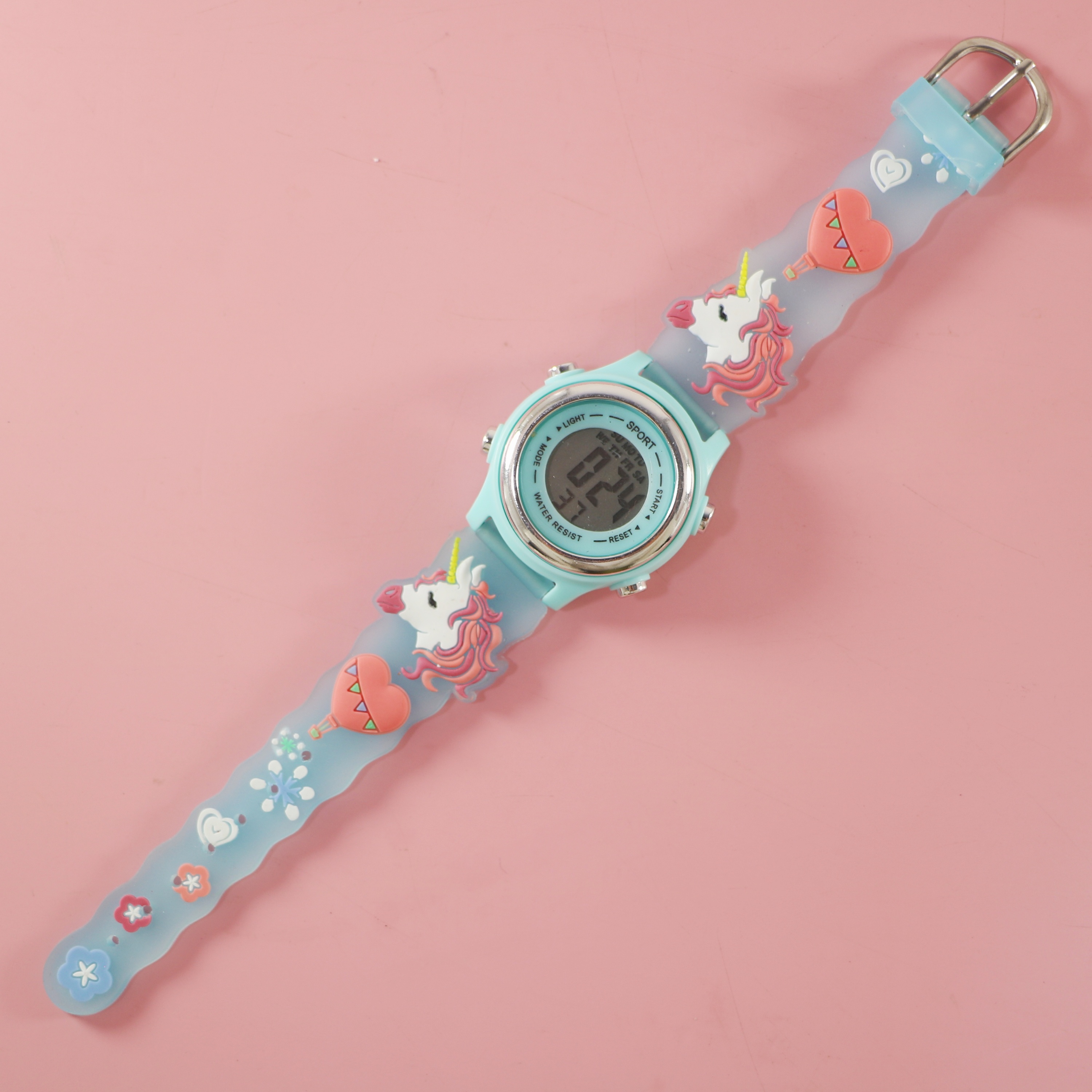 Azul claro con estampado de unicornio 4