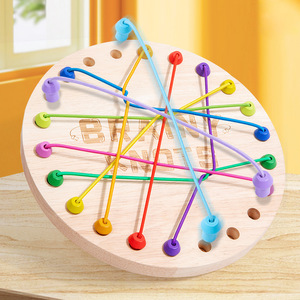 Großhandel Spaß Holz pädagogisches Seil Entwirren Puzzle Challenge Brettspiel für Kleinkinder, um logisches Denken zu entwickeln