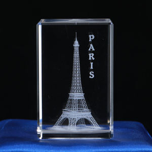 Small Bridge New Design Professional Customized Crystal <strong>Gifts</strong> Eiffel Tower <strong>Paris</strong> Famous Building 3d Engraved Crystal Cube