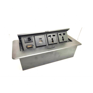 Enchufe emergente de mesa con 2 salidas de CA, 1 puerto RJ45 de datos, 1 puerto HDMI para encimera de cocina de sala de conferencias, 2 salidas de CA, 2 entradas - Product Image 1