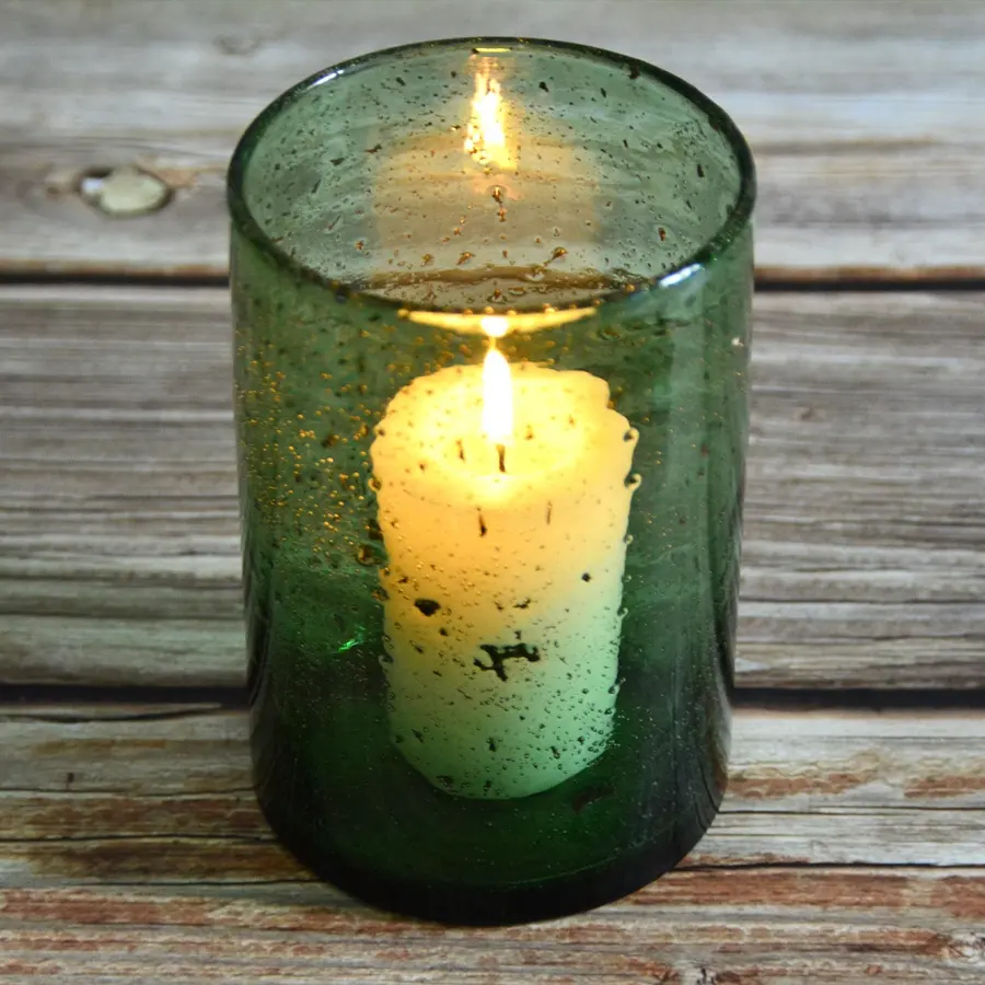 DAXI Antique Mint Green farbige Votivglas Kerzen glas Home Decoration Glas Säule Kerzenhalter