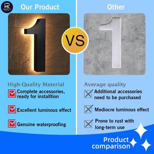 Custom Led Light Door House Number Acrylic Plate Sign Hollow Out Stainless Steel Illuminated Address Number Sign - Product Image 4