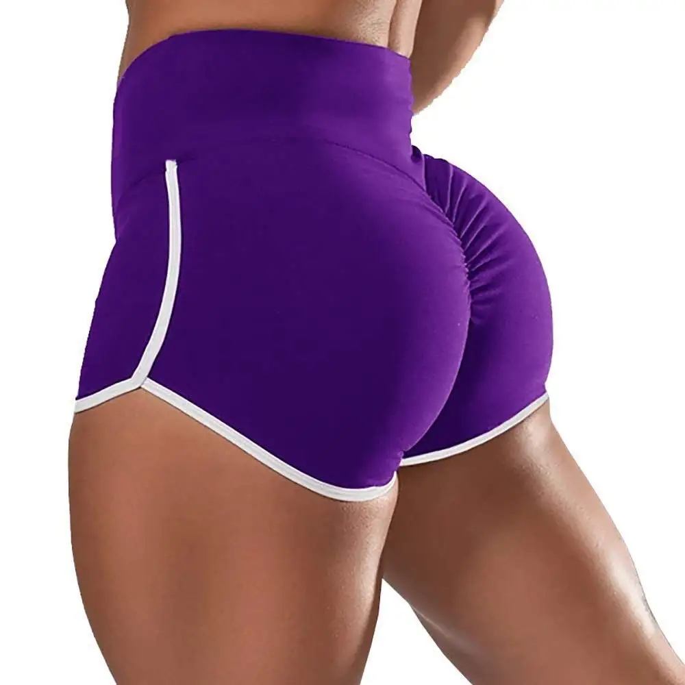 Plus size High Waist Seamless Gym Shorts Fitness Scrunch Butt Yoga Shorts Workout Legging Yoga Purple gray black Short for women