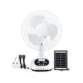 Popular 3 PP Horn blade USB 5V DC 9V Rechargeable Powered Table 12 inch solar fan with solar panel