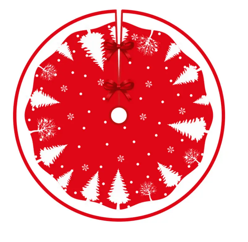 Forro de tela de fieltro suave, falda de árbol rojo, decoraciones navideñas, faldas de árbol de Navidad para decoración de fiesta navideña