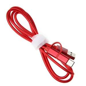 High Quality Colorful <strong>2</strong> <strong>in</strong> <strong>1</strong> USB to C to Micro to 8 Pin Nylon Braided Durable 3 a Fast Charging Data Cable Usb -c Cable - Product Image 6