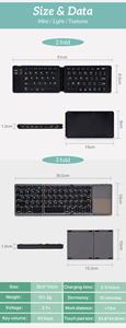 2025 nuevo Dropship Ce Rohs ruso/español/inglés B033 Mini teclado plegable inalámbrico Bt con panel táctil para Windows, Android, IOS - Product Image 6