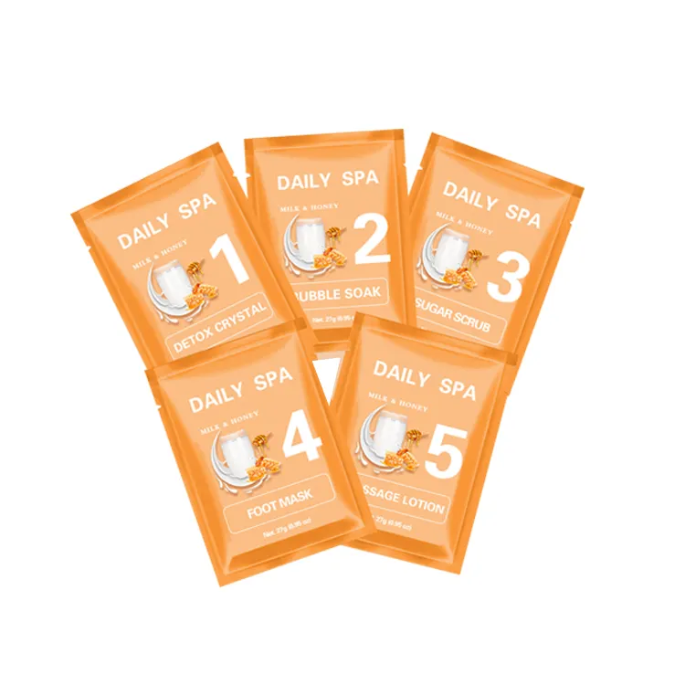 Spa de pies pedicura 5 Set sal marina leche y miel pedicura 5 en 1 burbuja remojo Pedi productos de Spa para tratamiento de pies de salón