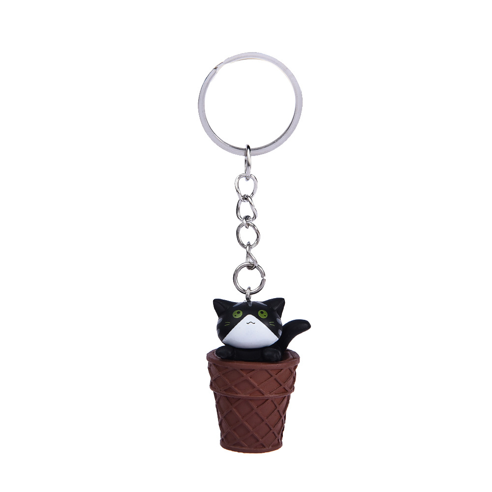 Gato negro + Cubo de café llavero