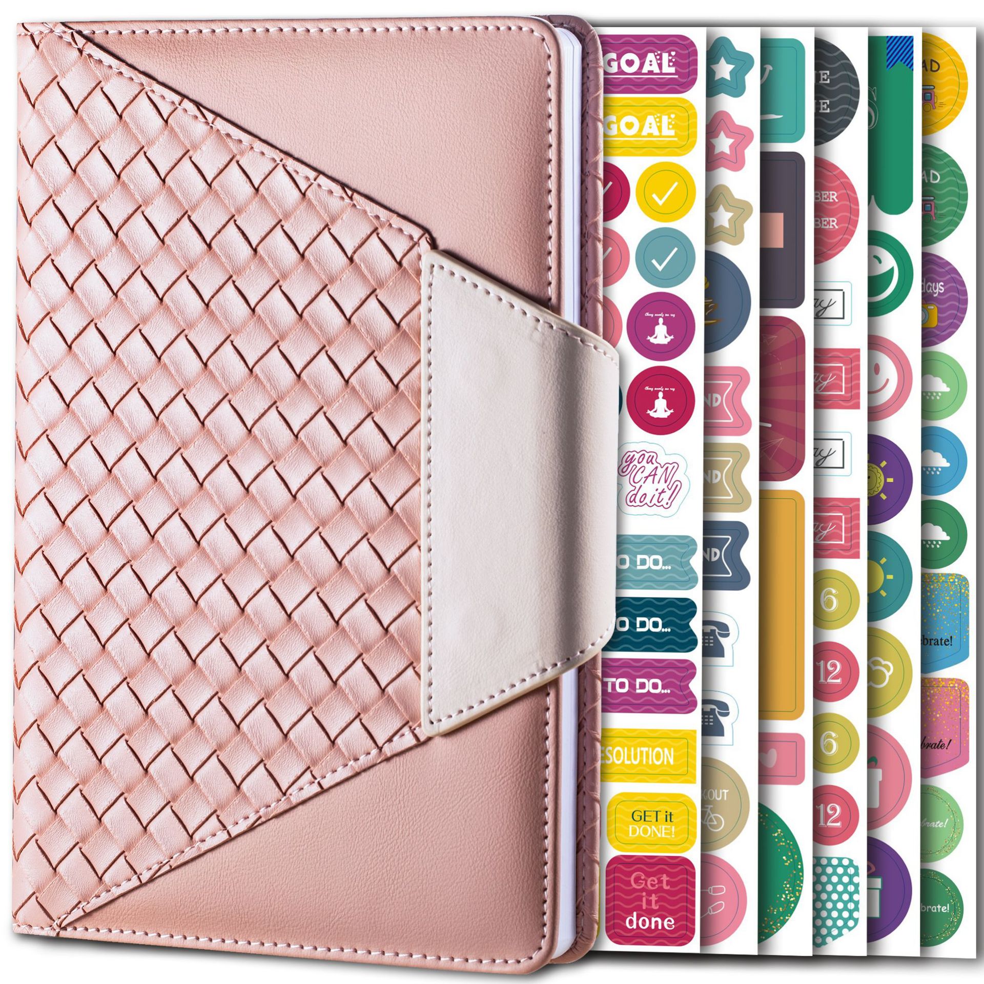 Moda tejida patrón-rosa (incluyendo 6 pegatinas Plan)