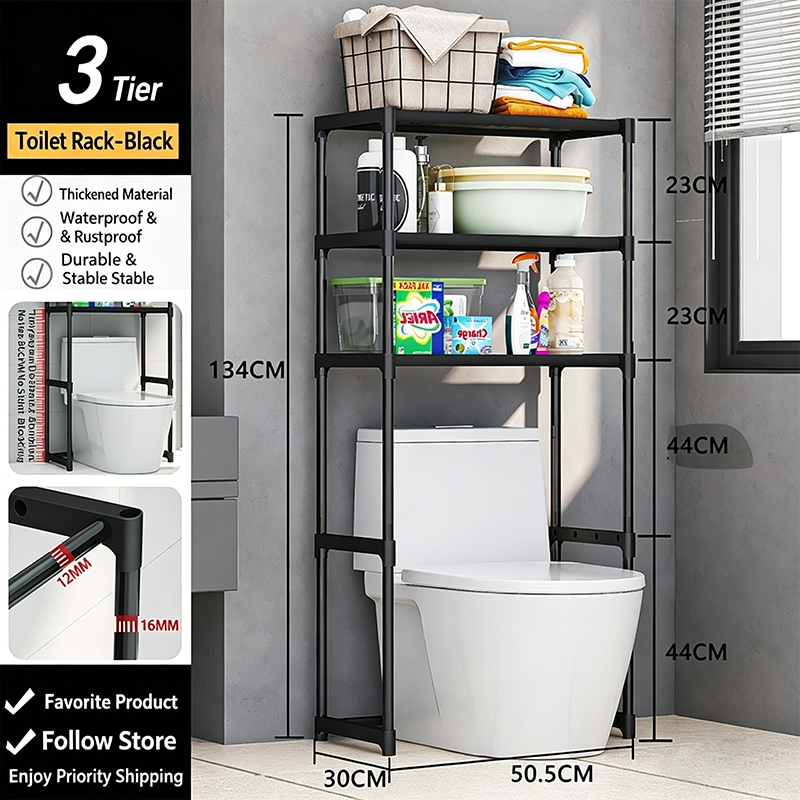 Estante de baño negro de 3 niveles